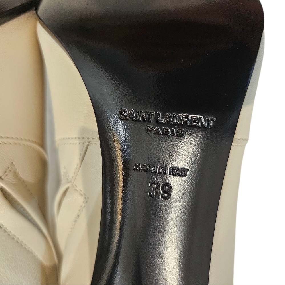 Saint Laurent Jane 90 Leather Ankle Boots sz 39 in Pearl Size 39 NIB - Picture 10 of 12
